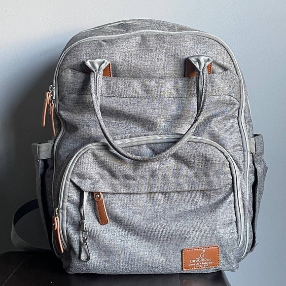 Unisex Babbleroo  Gray Travel Diaper Bag Backpack Multi-pockets - Picture 1 of 13
